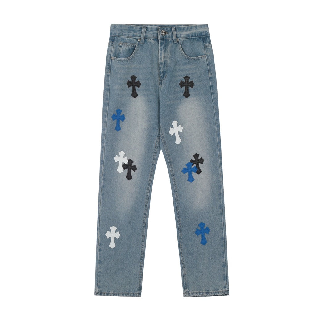 Chrome Hearts Blue And Black Straight Jeans